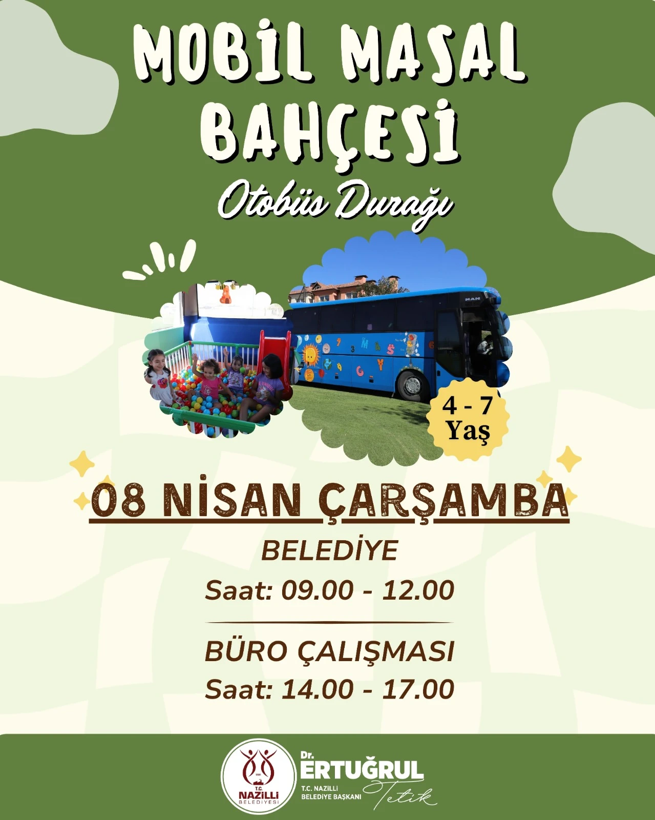 Nazilli’de çocuklara özel Mobil Oyun Otobüsü mahalle mahalle geziyor