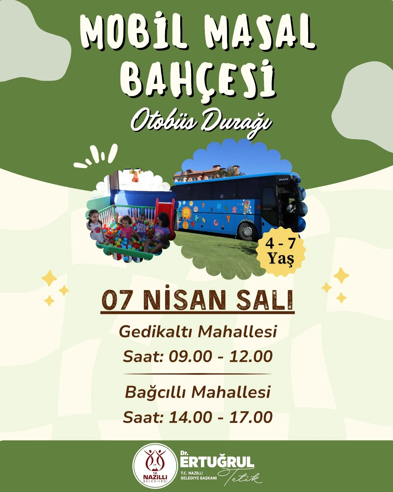 Nazilli’de çocuklara özel Mobil Oyun Otobüsü mahalle mahalle geziyor