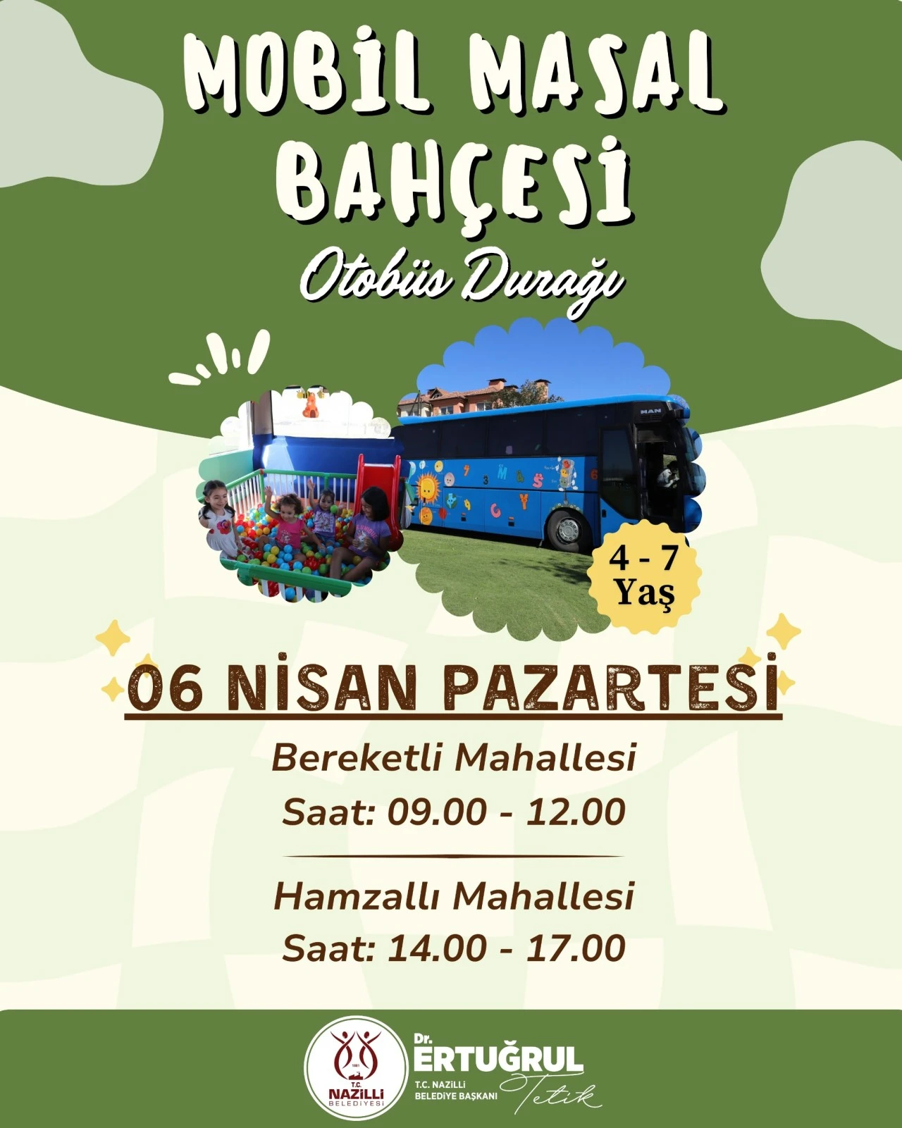 Nazilli’de çocuklara özel Mobil Oyun Otobüsü mahalle mahalle geziyor