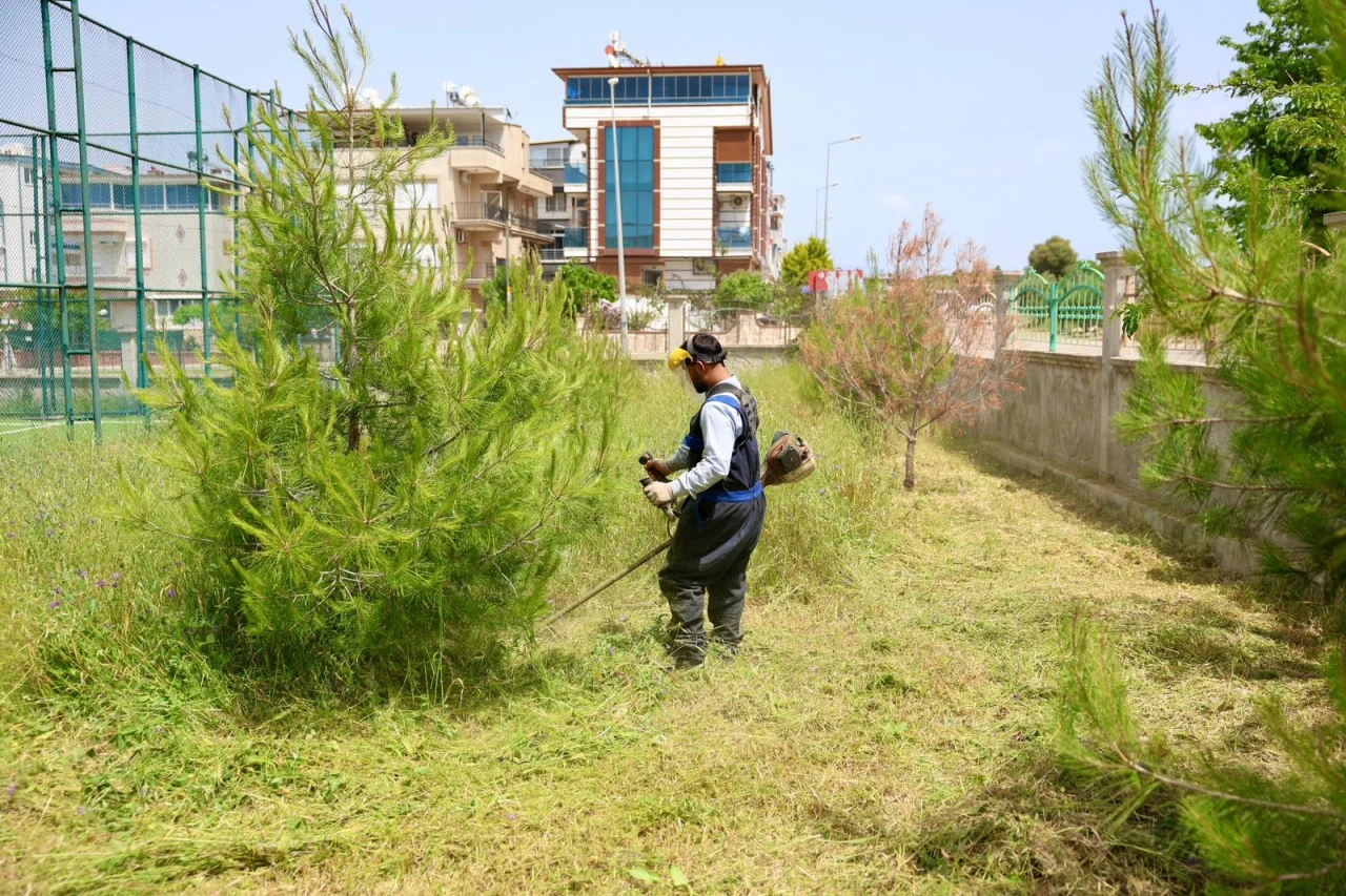 Didim Belediyesi’nden Okullarda Ot Biçme ve Çevre Düzenleme Çalışması