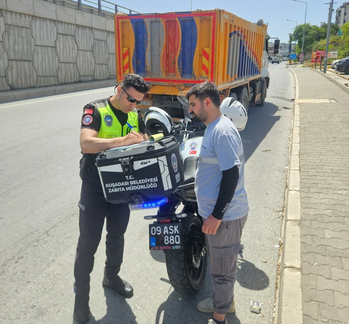 KUŞADASI’NDA UYGUNSUZ HAFRİYAT KAMYONLARINA CEZA