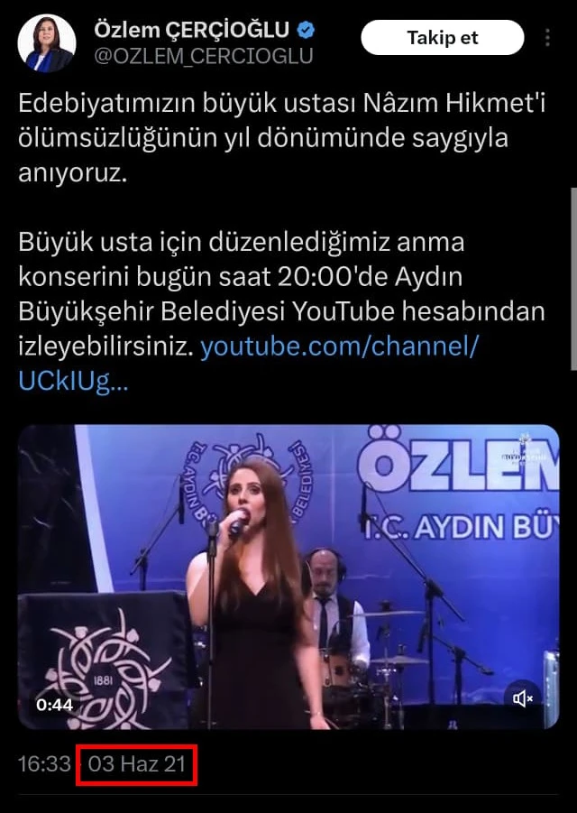 ÖZLEM ÇERÇİOĞLU AK PARTİ’YE GEÇİNCE NAZIM HİKMET’İ SESSİZLİĞE GÖMDÜ