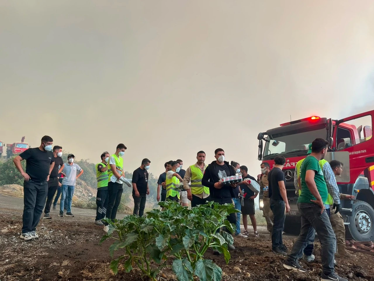 Ülkü Ocakları Gönüllü Ekibi Söndürme Çalışmalarına Destek Verdi