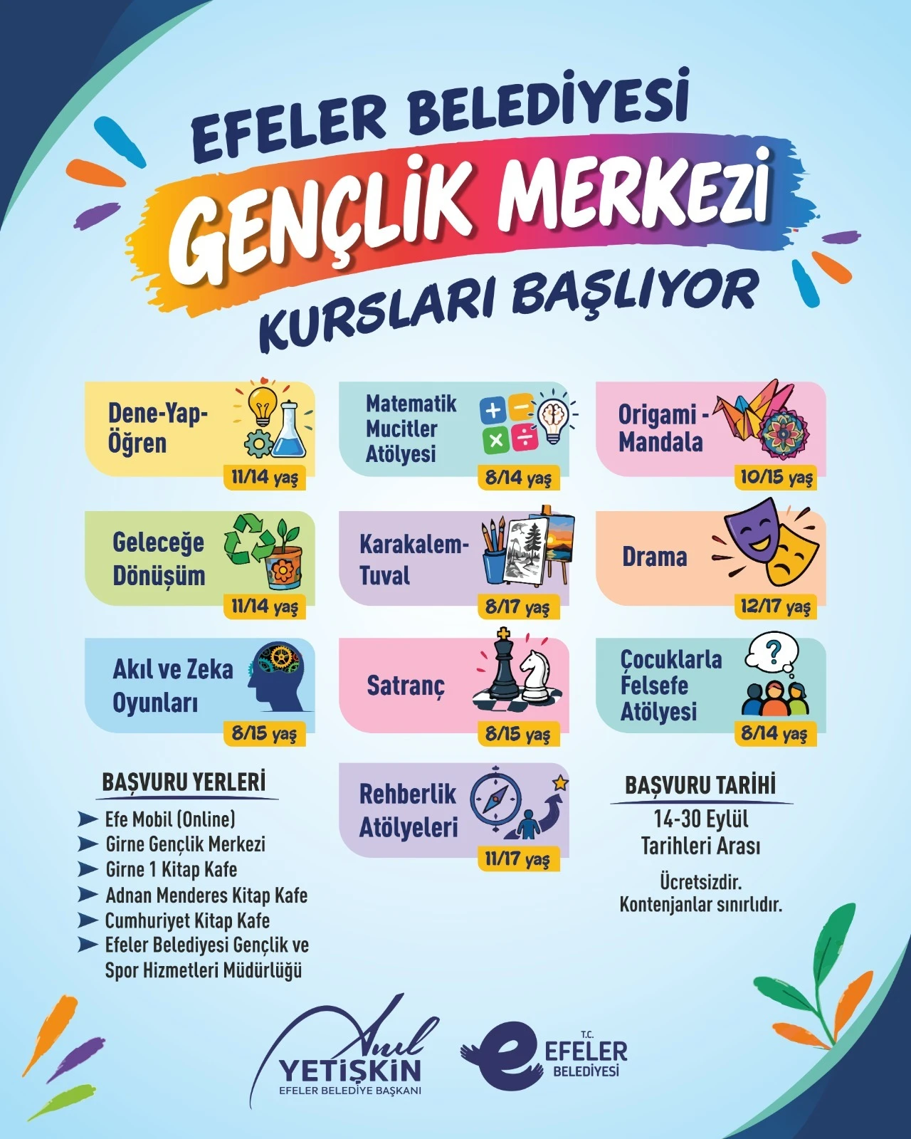 Başkan Anıl Yetişkin’den gençlik atağı: Yeni dönem kursları başlıyor