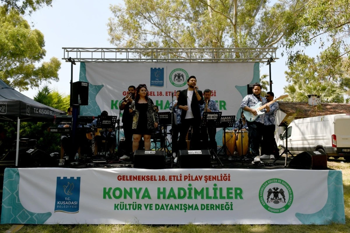 Kuşadası'nda yaşayan Hadimliler etli pilav şenliğinde buluştu