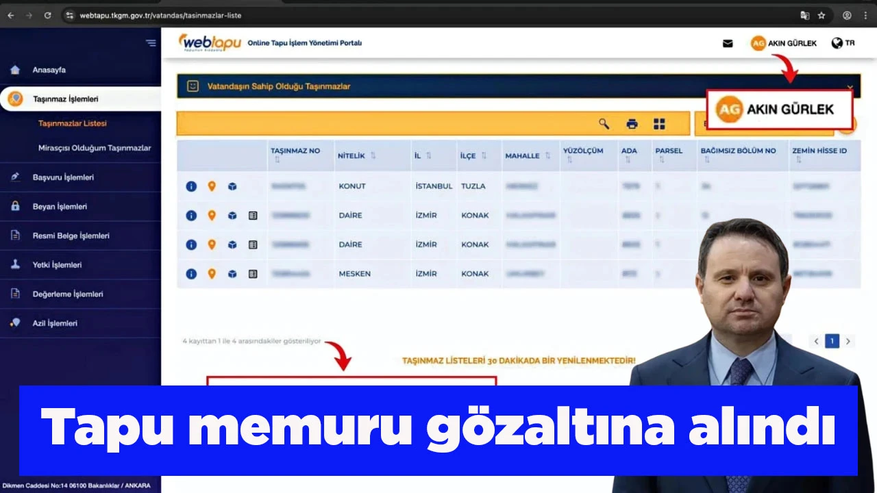 Tapu memuru g&ouml;zaltına alındı