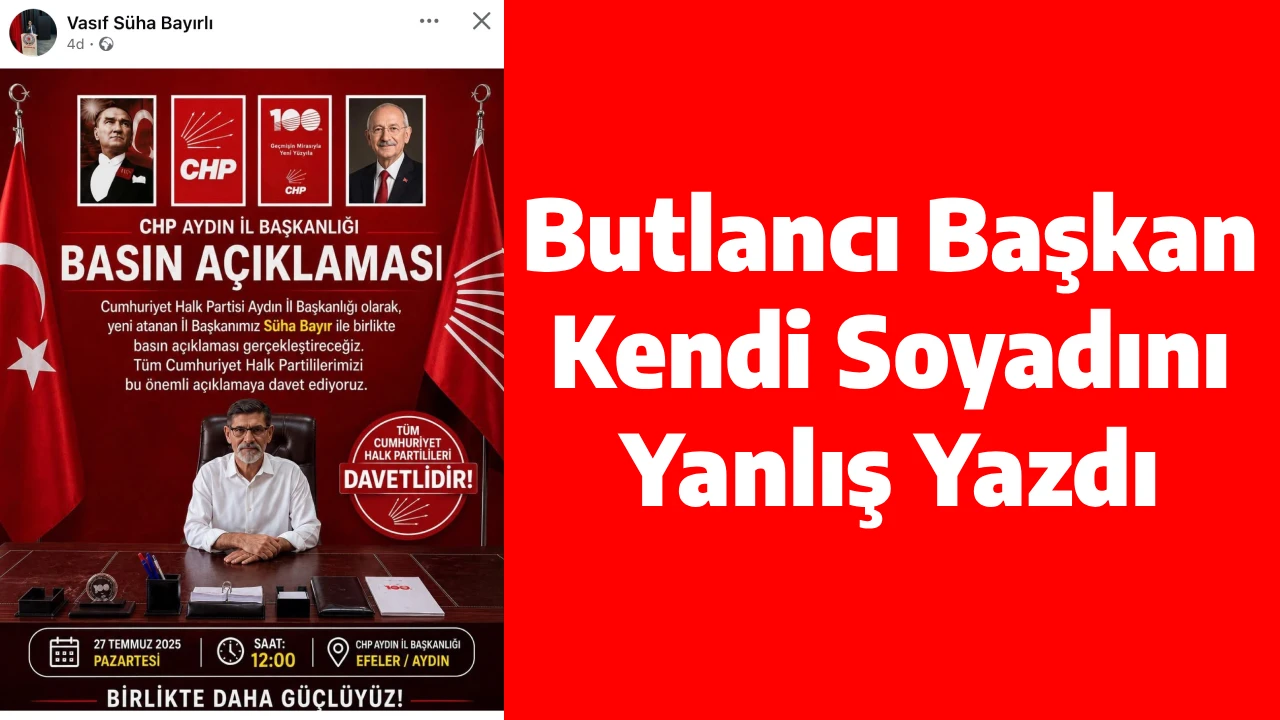 Butlancı Başkan Kendi Soyadını Yanlış Yazdı