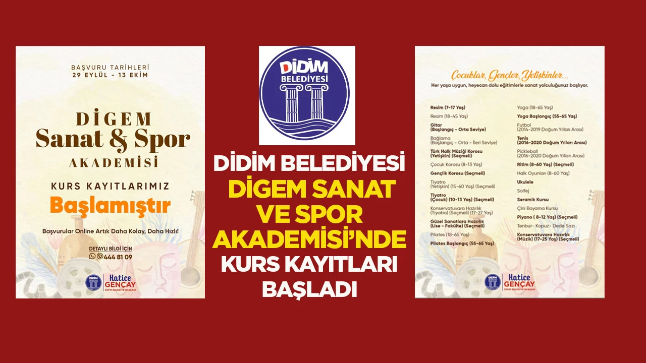 Didim Belediyesi DİGEM Sanat ve Spor Akademisi’nde Kurs Kayıtları Başladı