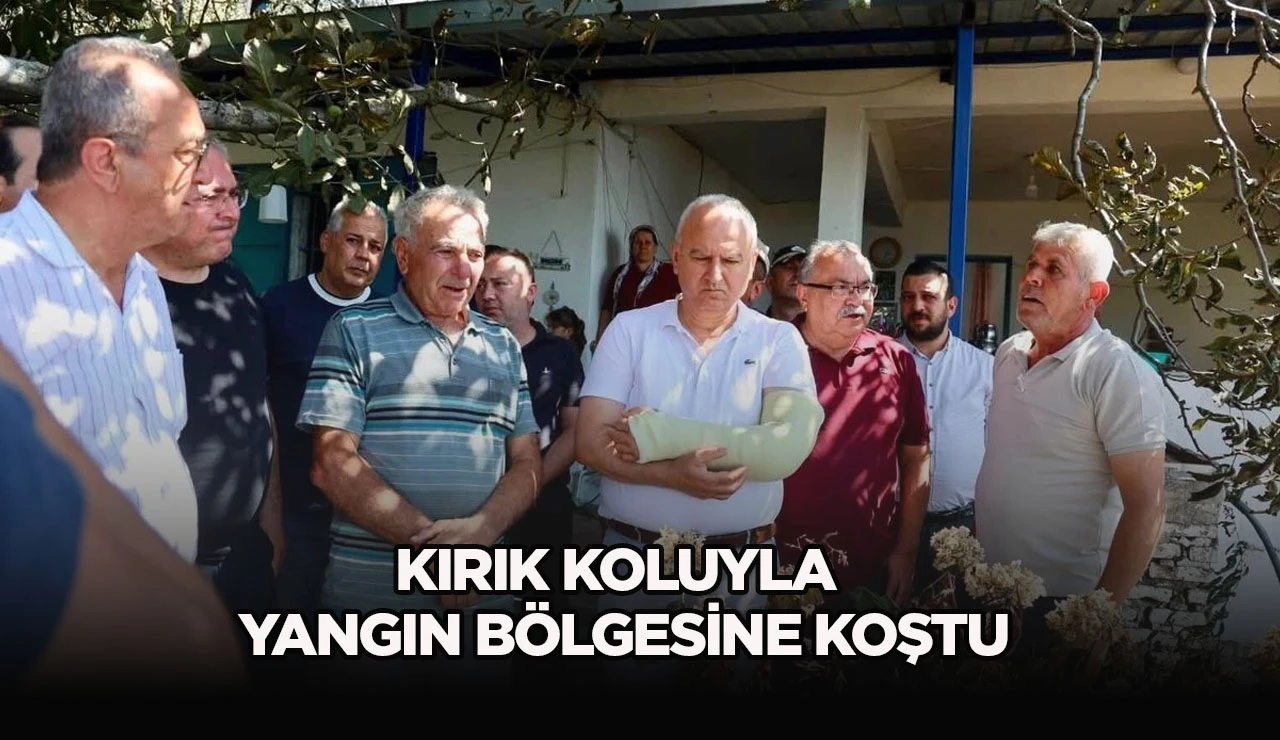 Kırık koluyla yangın bölgesine koştu