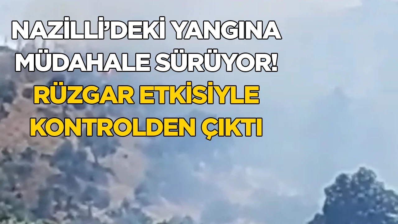NAZİLLİ&rsquo;DEKİ YANGINA M&Uuml;DAHALE S&Uuml;R&Uuml;YOR! R&Uuml;ZGAR ETKİSİYLE KONTROLDEN &Ccedil;IKTI