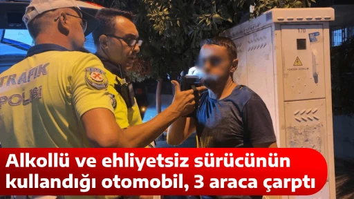 Alkoll&uuml; ve ehliyetsiz s&uuml;r&uuml;c&uuml;n&uuml;n kullandığı otomobil, 3 araca &ccedil;arptı