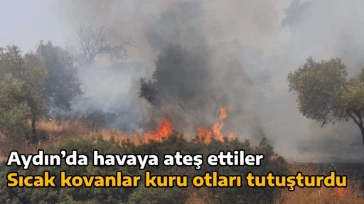 Aydın’da havaya ateş ettiler, Sıcak kovanlar kuru otları tutuşturdu