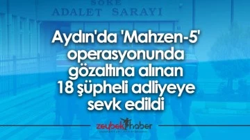 Aydın'da 'Mahzen-5' operasyonunda g&ouml;zaltına alınan 18 ş&uuml;pheli adliyeye sevk edildi