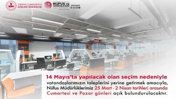 Aydın&rsquo;da n&uuml;fus m&uuml;d&uuml;rl&uuml;kleri hafta sonu da a&ccedil;ık olacak