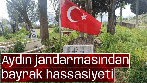 Aydın jandarmasından bayrak hassasiyeti