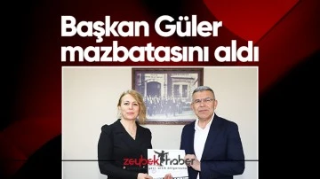 Başkan G&uuml;ler, mazbatasını aldı