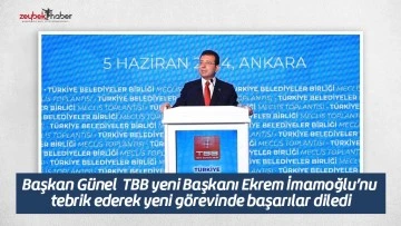 Başkan &Ouml;mer G&uuml;nel &nbsp;TBB yeni Başkanı Ekrem İmamoğlu&rsquo;nu tebrik ederek yeni g&ouml;revinde başarılar diledi
