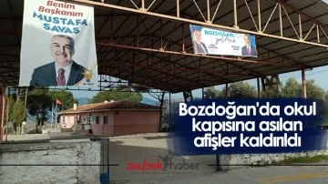 Bozdoğan'da okul kapısına asılan afişler kaldırıldı