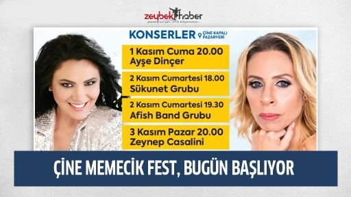 &Ccedil;İNE MEMECİK FEST, BUG&Uuml;N BAŞLIYOR