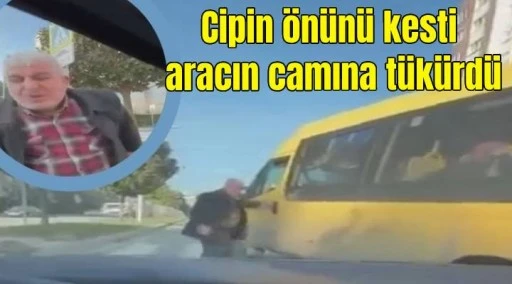 Cipin &ouml;n&uuml;n&uuml; kesen minib&uuml;s s&uuml;r&uuml;c&uuml;s&uuml;, aracın camına t&uuml;k&uuml;rd&uuml;