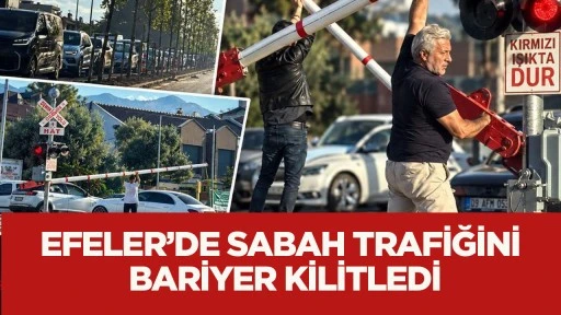 Efeler&rsquo;de sabah trafiğini bariyer kilitledi