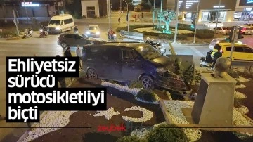 Ehliyetsiz s&uuml;r&uuml;c&uuml; motosikletliyi bi&ccedil;ti