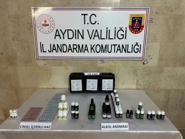 Germencik'te etil alkol ve cinsel i&ccedil;erikli hap ele ge&ccedil;irildi