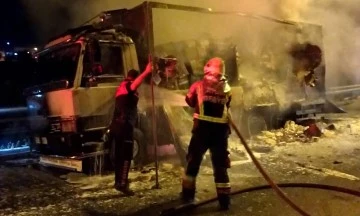 Gıda malzemesi y&uuml;kl&uuml; kamyon k&uuml;le d&ouml;nd&uuml;