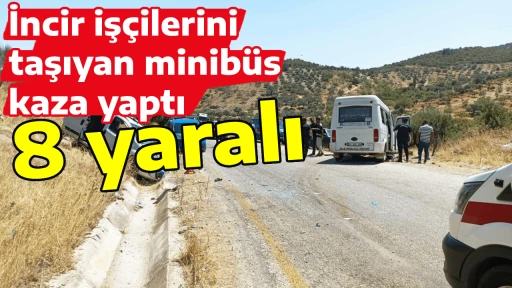 İncir iş&ccedil;ilerini taşıyan minib&uuml;s kaza yaptı: 8 yaralı