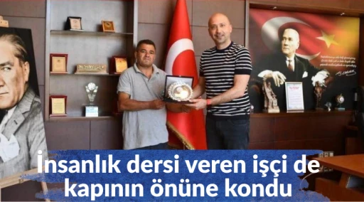 İnsanlık dersi veren iş&ccedil;i de kapının &ouml;n&uuml;ne kondu