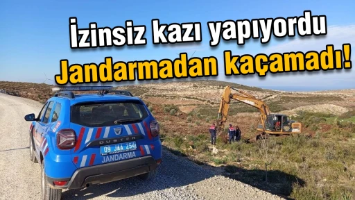 İzinsiz kazı yapıyordu! Jandarmadan ka&ccedil;amadı