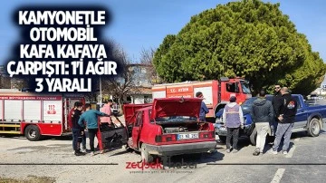 Kamyonetle otomobil kafa kafaya &ccedil;arpıştı: 1'i ağır 3 yaralı
