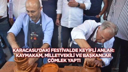 Karacasu'daki festivalde keyifli anlar: Kaymakam, Milletvekili ve Başkanlar &ccedil;&ouml;mlek yaptı