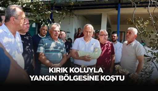 Kırık koluyla yangın b&ouml;lgesine koştu