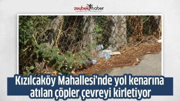Kızılcak&ouml;y Mahallesi'nde yol kenarına atılan &ccedil;&ouml;pler &ccedil;evreyi kirletiyor