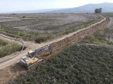Ko&ccedil;arlı Bağarası Sulaması 2. Kısım yapım işi s&uuml;r&uuml;yor