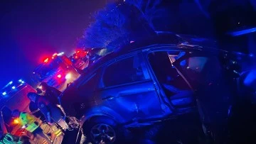 Kontrolden &ccedil;ıkan otomobil bariyerleri aşarak yol kenarına u&ccedil;tu: 1 yaralı