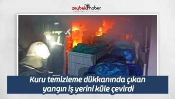 Kuru temizleme d&uuml;kkanında &ccedil;ıkan yangın iş yerini k&uuml;le &ccedil;evirdi