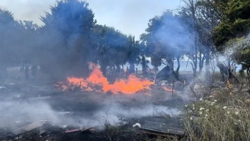 Kuşadası&rsquo;nda denize 50 metre uzaklıktaki arazi yangınında sabotaj iddiası