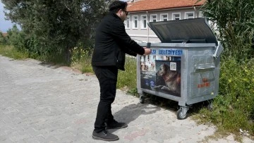 Kuşadası'nda karekodlu &ccedil;&ouml;p konteyneri d&ouml;nemi