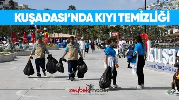 Kuşadası&rsquo;nda kıyı temizliği