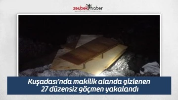 Kuşadası'nda makilik alanda gizlenen 27 d&uuml;zensiz g&ouml;&ccedil;men yakalandı