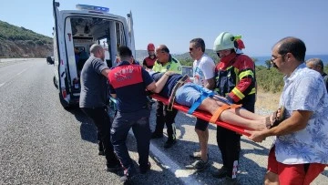 Kuşadası&rsquo;nda otomobil şarampole yuvarlandı: 1 yaralı