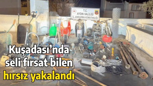 Kuşadası&rsquo;nda seli fırsat bilen hırsız yakalandı