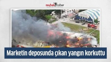Marketin deposunda &ccedil;ıkan yangın korkuttu