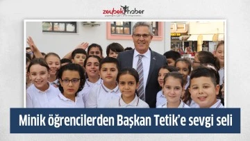 Minik &ouml;ğrencilerden Başkan Tetik&rsquo;e sevgi seli