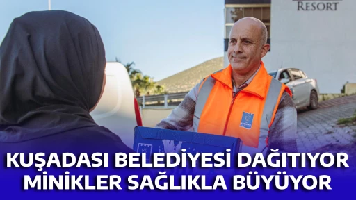 KUŞADASI BELEDİYESİ DAĞITIYOR, MİNİKLER SAĞLIKLA B&Uuml;Y&Uuml;YOR