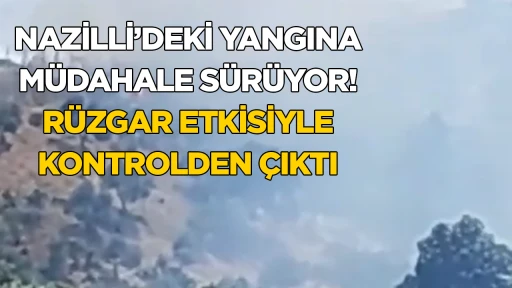 NAZİLLİ&rsquo;DEKİ YANGINA M&Uuml;DAHALE S&Uuml;R&Uuml;YOR! R&Uuml;ZGAR ETKİSİYLE KONTROLDEN &Ccedil;IKTI