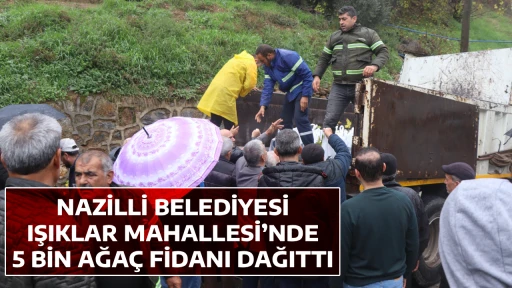 NAZİLLİ BELEDİYESİ IŞIKLAR MAHALLESİ&rsquo;NDE 5 BİN AĞA&Ccedil; FİDANI DAĞITTI