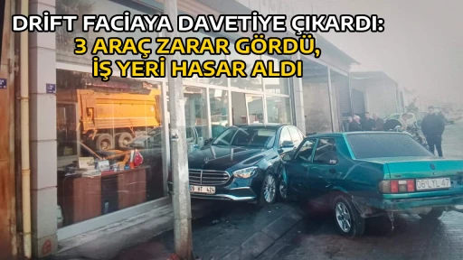 DRİFT FACİAYA DAVETİYE &Ccedil;IKARDI: 3 ARA&Ccedil; ZARAR G&Ouml;RD&Uuml;, İŞ YERİ HASAR ALDI